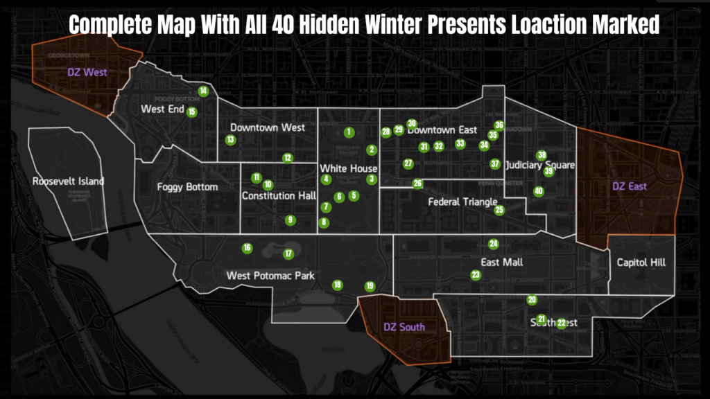 40 Hidden Winter Presents Location Marked