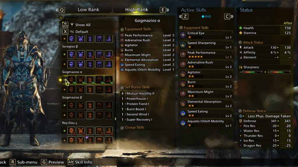 Gogmazios Armor α Skills