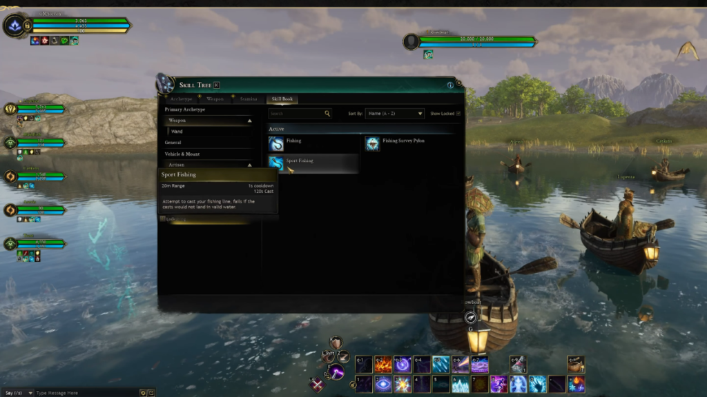 Select the Sport Fishing skill