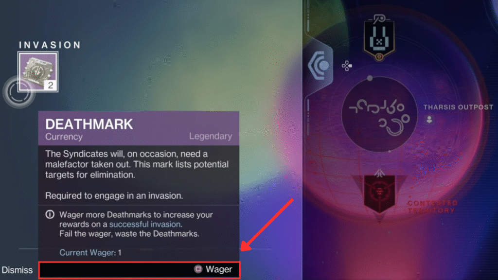 Wagering Deathmark in Destiny 2